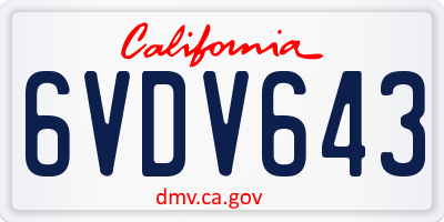CA license plate 6VDV643