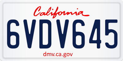CA license plate 6VDV645