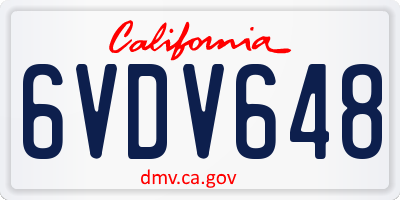 CA license plate 6VDV648