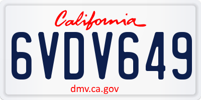 CA license plate 6VDV649