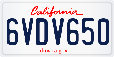 CA license plate 6VDV650
