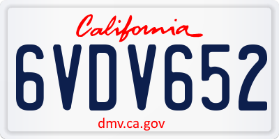 CA license plate 6VDV652