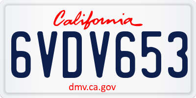 CA license plate 6VDV653