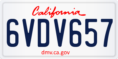 CA license plate 6VDV657