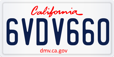 CA license plate 6VDV660