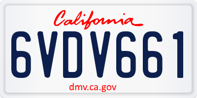 CA license plate 6VDV661
