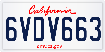 CA license plate 6VDV663