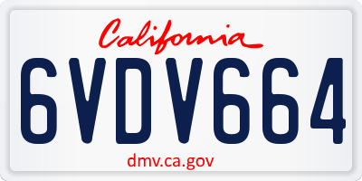 CA license plate 6VDV664