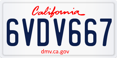 CA license plate 6VDV667