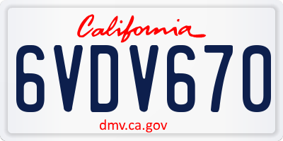 CA license plate 6VDV670