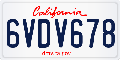 CA license plate 6VDV678