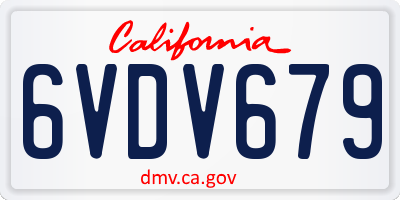 CA license plate 6VDV679