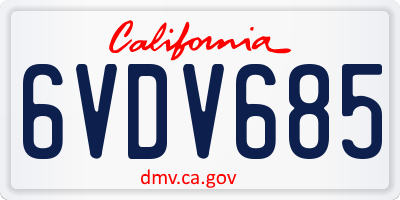 CA license plate 6VDV685