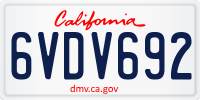 CA license plate 6VDV692