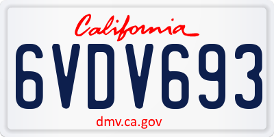 CA license plate 6VDV693