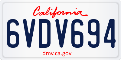 CA license plate 6VDV694