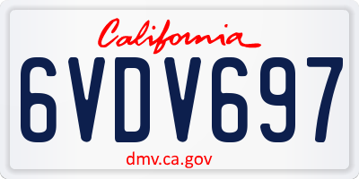 CA license plate 6VDV697