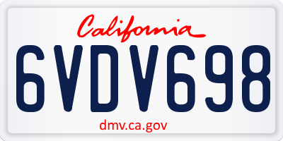 CA license plate 6VDV698