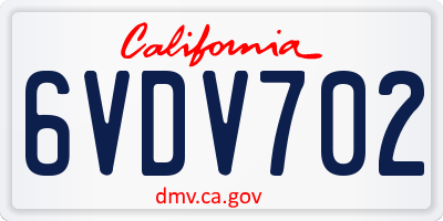 CA license plate 6VDV702