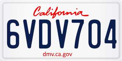CA license plate 6VDV704