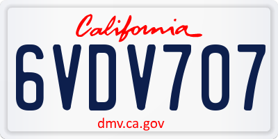 CA license plate 6VDV707