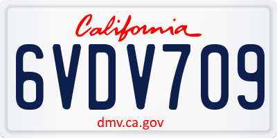 CA license plate 6VDV709