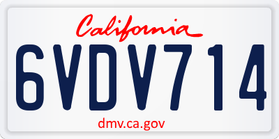 CA license plate 6VDV714