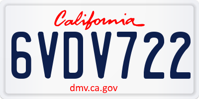 CA license plate 6VDV722