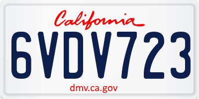 CA license plate 6VDV723
