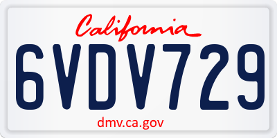 CA license plate 6VDV729