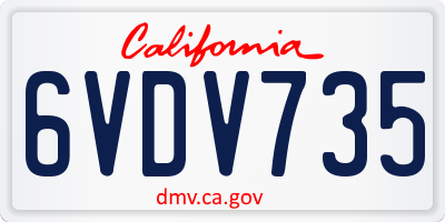 CA license plate 6VDV735