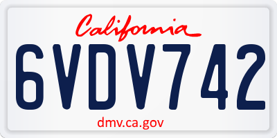CA license plate 6VDV742