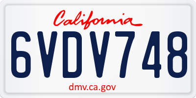 CA license plate 6VDV748