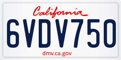 CA license plate 6VDV750