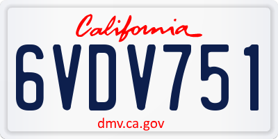 CA license plate 6VDV751