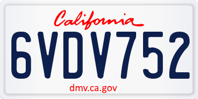 CA license plate 6VDV752