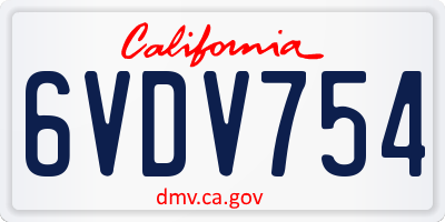 CA license plate 6VDV754