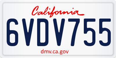 CA license plate 6VDV755