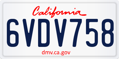 CA license plate 6VDV758