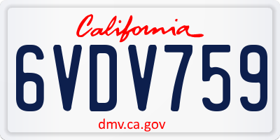 CA license plate 6VDV759