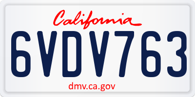 CA license plate 6VDV763