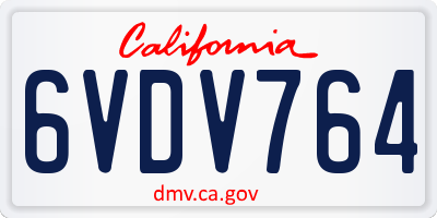 CA license plate 6VDV764