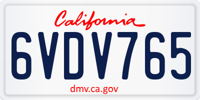 CA license plate 6VDV765