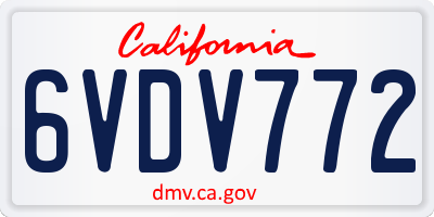 CA license plate 6VDV772
