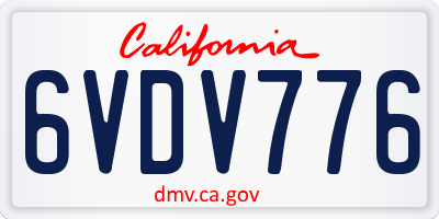 CA license plate 6VDV776