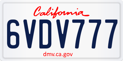 CA license plate 6VDV777