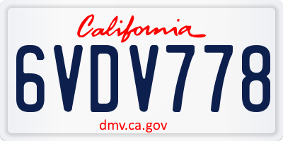 CA license plate 6VDV778