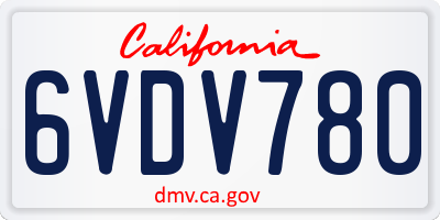 CA license plate 6VDV780