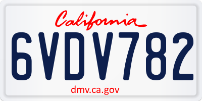 CA license plate 6VDV782
