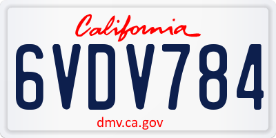 CA license plate 6VDV784